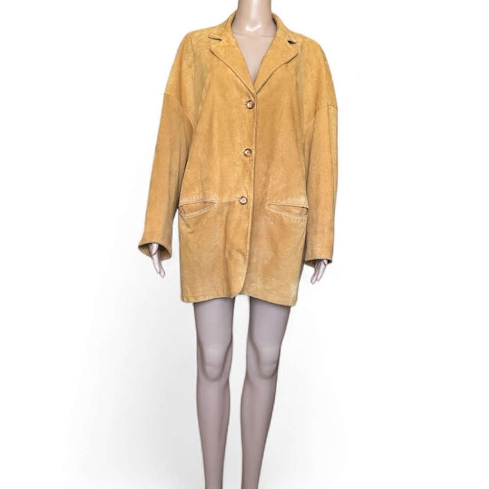 Begedor Italia Vintage Women's Tan Suede Blazer Jacket Oversized Size 8